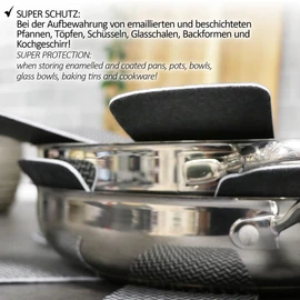COM-FOUR® 6 x Felt Pan Protectors - Pan Protectors to Protect Against Scratches - Pan Protection Mat Also for Pots and Bowls (Pack of 06 - Grey Premium)