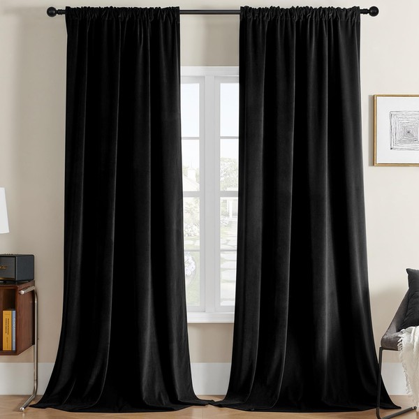 Joydeco Velvet Curtains 108 inches Long 2 Panels, Luxury Blackout