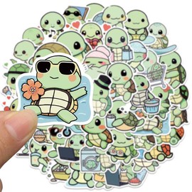 Cute Anime Turtle Waterproof Stickers for Kids Boys Girls, 50Pcs Kawaii Sea Turtle Vinyl Stickers Pack for Water Bottle,Laptop, Scrapbook, Skateboard, Tortoise Animals Party Favors