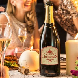24 Pcs Christmas Wine Bottle Label Stickers - Retro Vintage Wine & Champagne Labels for Christmas Party Supplies