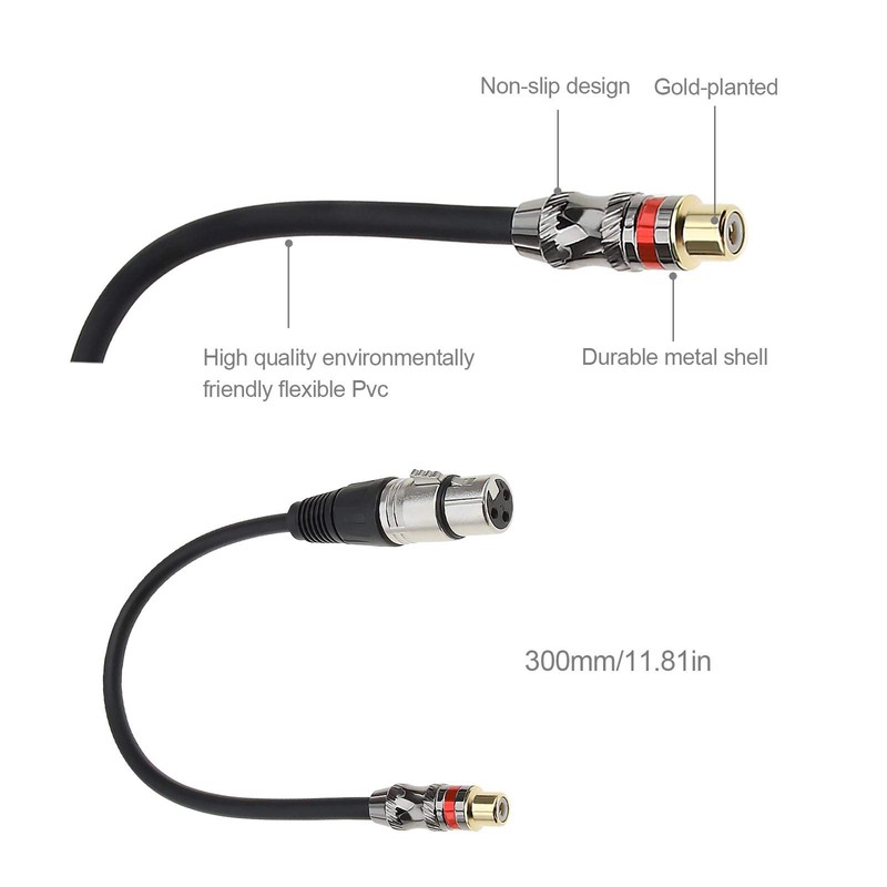 RCA Female to XLR 3 Pin Female Converter Adapter Cable