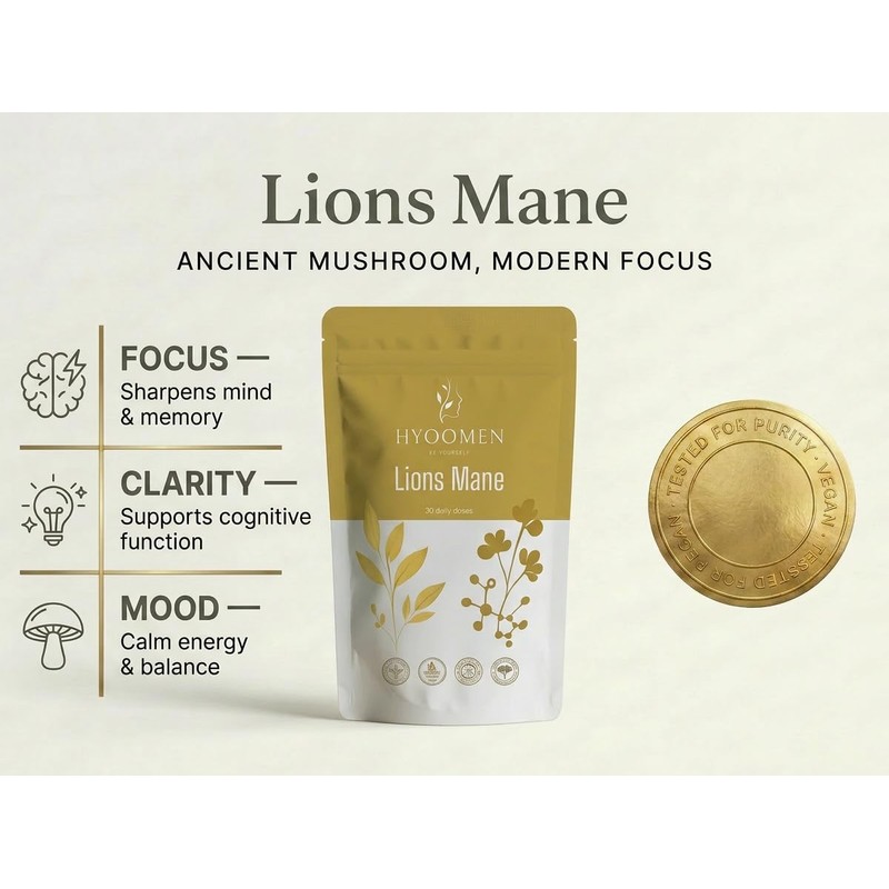 Hyoomen Lion's Mane Capsule for Brain and Cognitive Support, Hericium