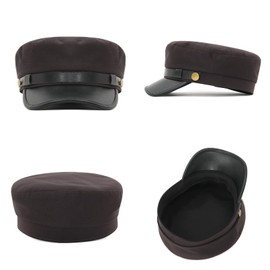 GEMVIE Chauffeur Hat for Men Women Newsboy Cap Greek Fisherman Hat British Fiddler Hat, Coffee, 7-7 1/4