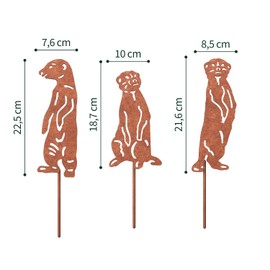 VERDOBA Meerkat Garden Decoration Rust - Iron Figures Set with Rust Patina - Garden Stake Rust - Garden Decoration Meerkat for Garden, Balcony & Patio
