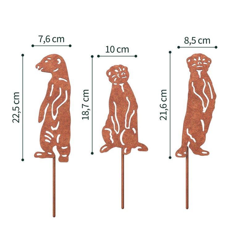 VERDOBA Meerkat Garden Decoration Rust - Iron Figures Set with