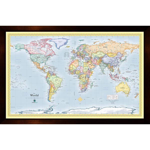 Homemagnetics 37 x 25 Blue World Magnetic Map