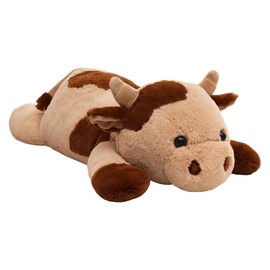 YESGIRL 25.6 inch 5 lbs Cow Weighted Stuffed Animals, Large Weighted Plush Animal, Cute Plush Toy Pillow, Soft Kawaii Plushie Gifts for Adults, Kids, Boys and Girls