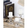 Lewondr Glass Candle Holders, 3 Pieces Crystal Clear Candlesticks with