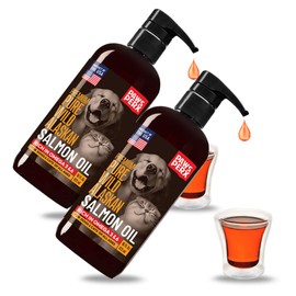 Paws PerX Salmon Oil Food Topper for Pets; Premium-Pure Alaskan Omega 3 Supplement; Improves Taste of Kibble; Supports Skin, Coat & Joints; Sustainably Sourced (Two 16 fl oz Bottle)