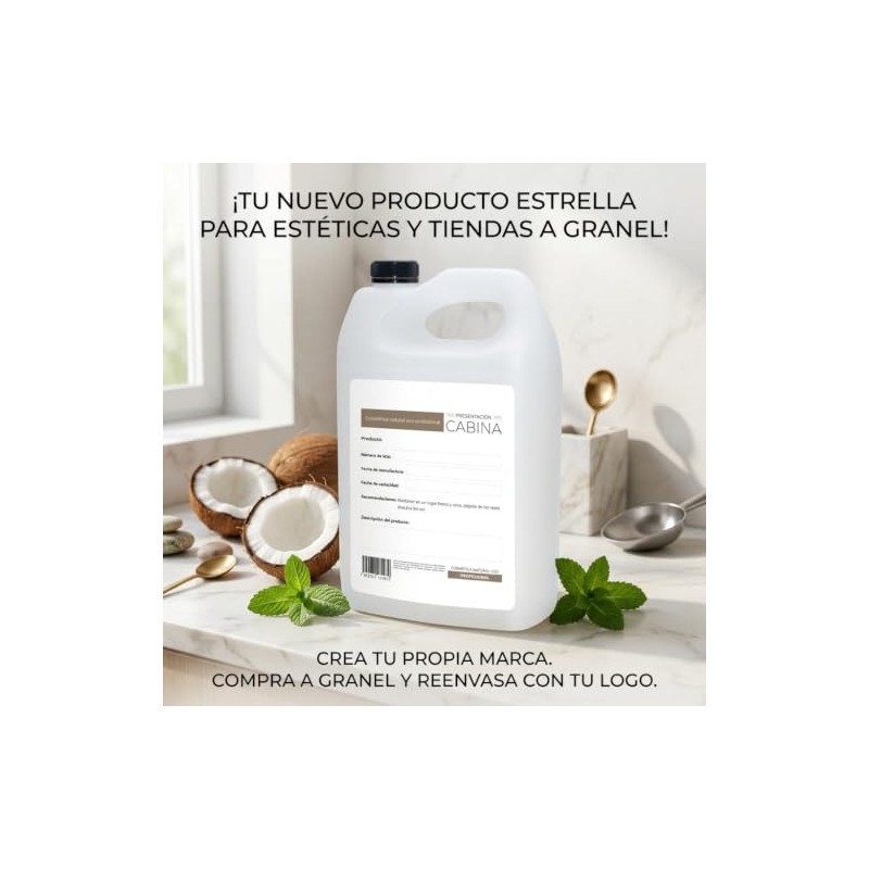 Crema Corporal Vegana Líquida Hidratante Coco y Menta 1 Galón