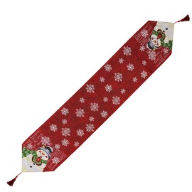 Christmas Table Runner, 33 cm x 183 cm, Snowman, Snowflakes, Rectangle Tablecloth, Placemat, Non-Slip Christmas Table Runner for Party, Dinner, Dining Room, Christmas Decorations