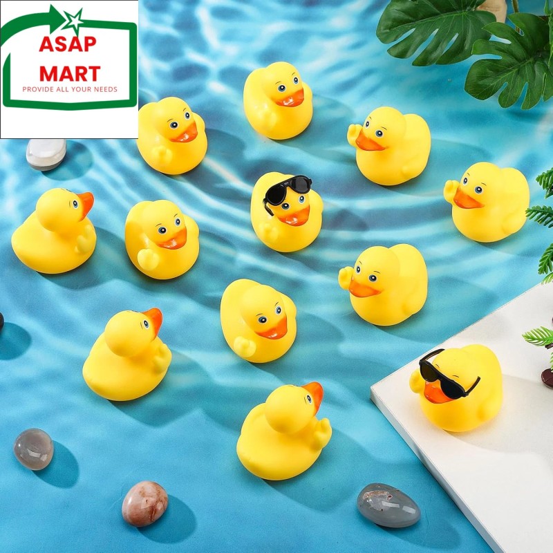 Fingertip WD 50 Pcs Rubber Ducks with Sunglasses,Squ