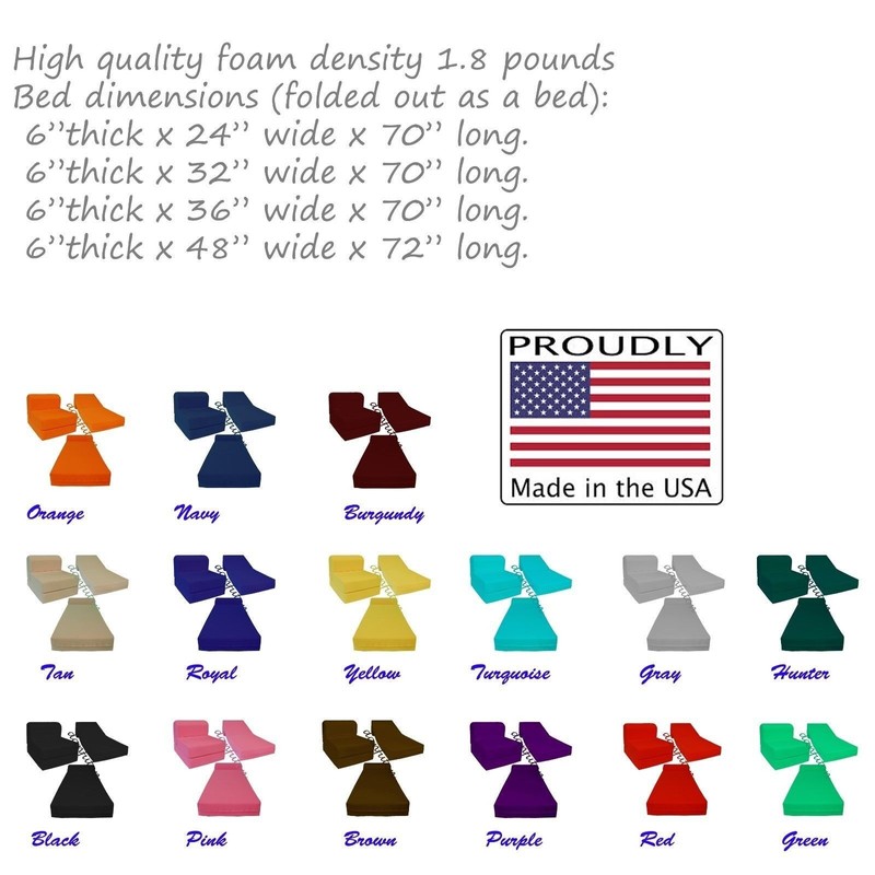 Danfuton Twin 6x36x70 Flip Chair Folding Foam Beds, Foldable Sofa