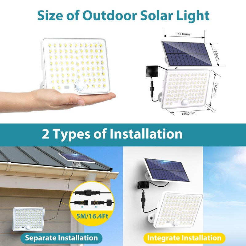 Kolpop Solar Lights Outdoor, Remote Solar Security Lights Outdoor Motion