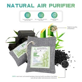 6 Pack Activated Charcoal Odor Absorber. Nature Fresh Bamboo Charcoal Air Purifying Bag Home Closet Air Freshener Deodorizer and Moisture Eliminator, Purifier for Closet, Shoe, Car Air freshener