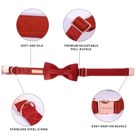 Unique style paws Dog Collar, Christmas Silk Dog Collar with Bow, Soft Bow Tie, Adjustable Pet Collar, Gift for Female or Male Small Dogs