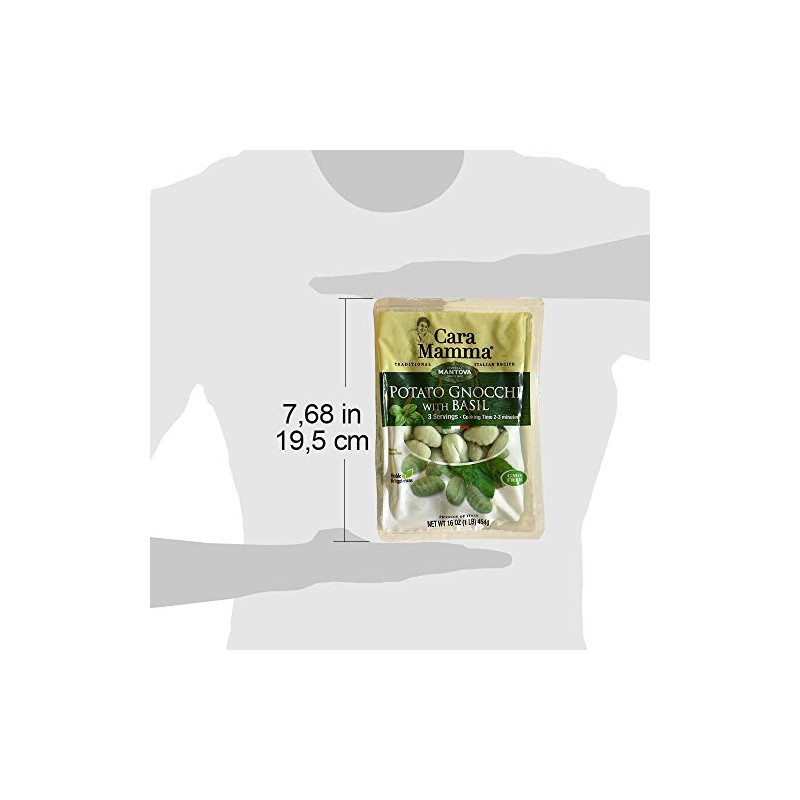Mantova Cara Mamma Basil Potato Gnocchi Pasta, 16 Ounce (Pack