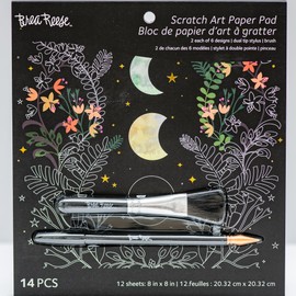 Brea Reese® Scratch Art Paper Pad Kit, 8" x 8", Celestial Skies