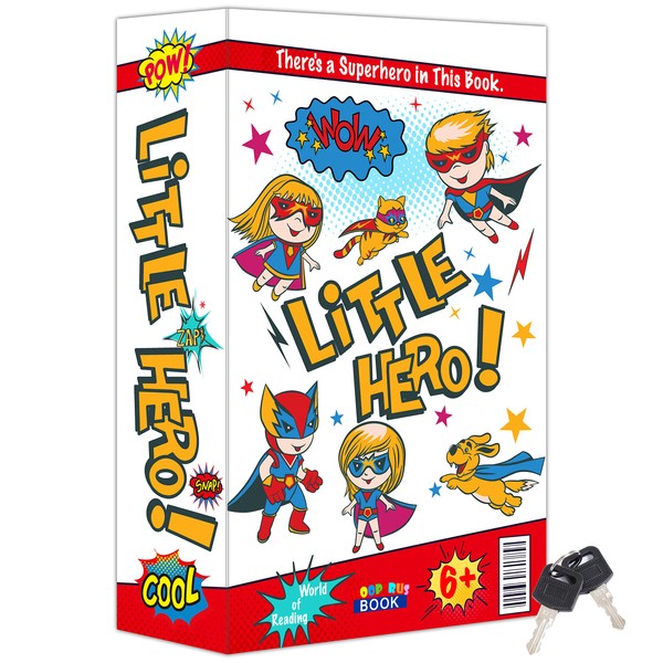 Super Hero Real Pages Book Safe with Key Lock,Money Safe