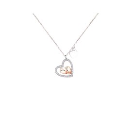 Asavi Atelier Mum To Be Gift – Sterling Silver Heart Pendant with Rose Gold Baby Feet & Heart Charm Necklace – Baby Shower, Memorial Jewellery, Pregnancy, New Mom