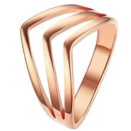 Jude Jewelers 316L Stainless Steel Rose Gold Statement Pointed Chevron Ring, Stainless Steel,Rose Gold,Gold,Rose