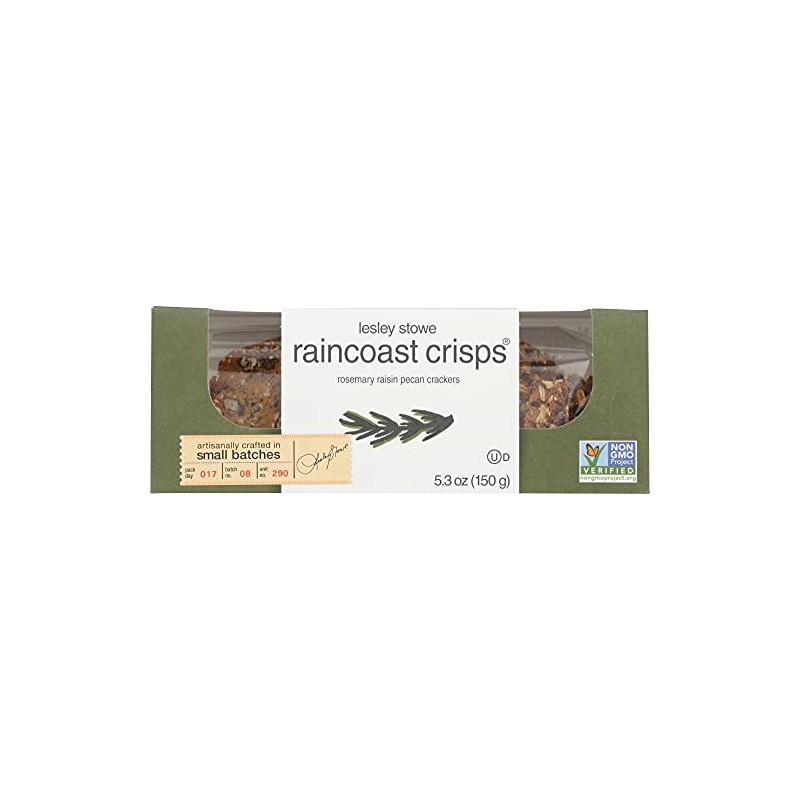 Raincoast Crisps Leslie Stowe, Rosemary Raisin Pecan Crackers, 5.3 ounces
