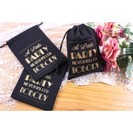 Letjolt Hangover Kit Bags Adult Party Favors Bachelor Bachelorette Supplies 21st Birthday 1920s Party 5x7 Inches, Black Set 10