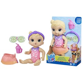 Baby Alive - Muñeca Bebé SPA Multicolor - Juguete de 25 cm con temática de SPA - A Partir de 3 años - Incluye Antifaz para muñeca y biberón - Cabello Rubio