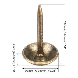 TA-VIGOR Upholstery Tacks Bronze 7mm Dia 13mm Antique Decorative Thumb Tacks for Furniture, Carpet Nails, Upholstery Pins for Wood Bed, Cork Board and DIY Projects, 100Pcs