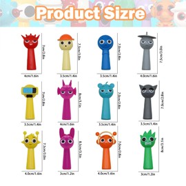 KSVFTB Sprunki Action Figures, 12pcs Sprunki Cartoon Figures, Sprunki Toys Pvc Colorful Action Figures for Kids, Sprunki Figures for Any S-Prunki Games Fan Girls and Boys