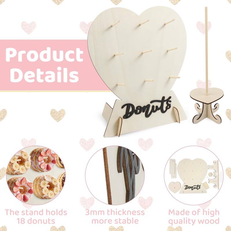 4 Pack Donut Wall Display Stand - 9 Doughnut Heart