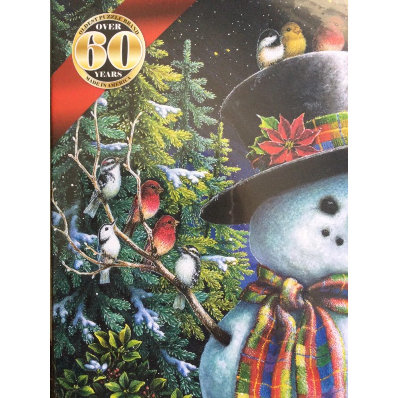 SPRINGBOK FEATHERED FRIENDS 1000 PC PUZZLE SNOWMAN IN HAT SCARF