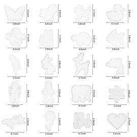 Zefphxs Pack of 20 Ironing Beads Plates, 5 mm Ironing Beads Stencils Ironing Beads Shapes, Transparent Ironing Beads Templates with 20 Pieces Colourful Cards for Children Gift Boys Girls