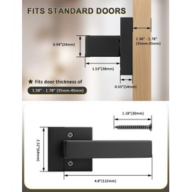 Tinewa 5 Pack Dummy Door Handles for Left Hand and Right Hand, Square Black Door Konbs for Closets, Non-Turning Single Side Pull