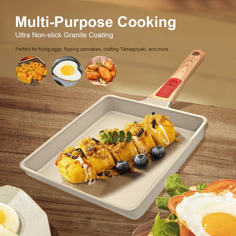 AIKENBBKK Japanese Omelette Pan Nonstick, Large Tamagoyaki Pan Egg Roll