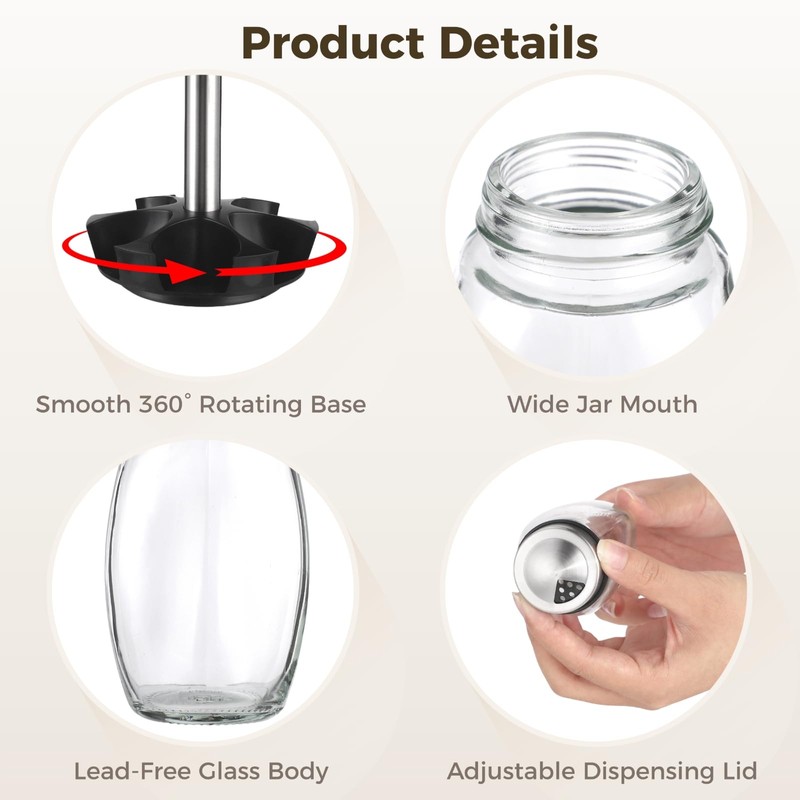 Calolin 2 Layer Rotating Spice Rack Organizer with 12 Glass