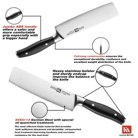 Klaus Meyer Arcelor 7 inch Nakiri Knife, Vegetable Cleaver with ABS Ergonomic Handle, Exclusive German Steel Kitchen Knife