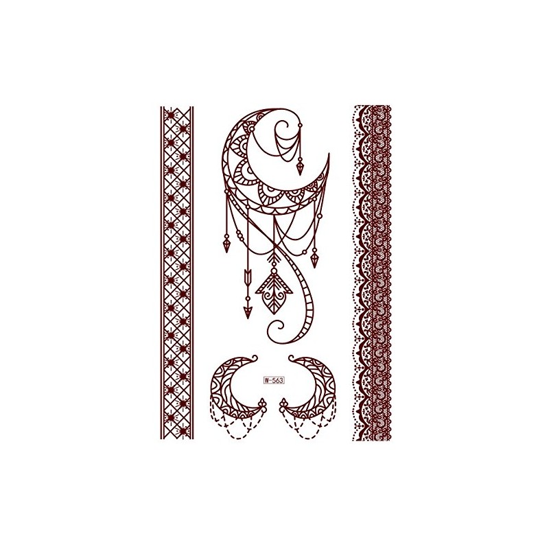 Set of 3 Temporary Tattoos Lace Tattoos Brown Set B-2