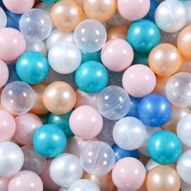 Heopeis Ball Pit Balls Pack of 100 - New 6 Pearl Colors Crush Proof Plastic Balls for Toddlers 1-5 Play Balls for Babies Ball Pit Ball Pool.