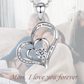 Yuluzeln Silver Mother Daughter Chain Heart Pendant Infinity Necklace Jewellery Daughter Gift for Girls Women Girlfriend Daughter 18 Inches from Mum Dad, Sterling Silver