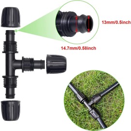 Hydrogarden 10 Stück Micro-Drip-System T-Stück 13 mm (1/2 Zoll): Verbindungsstück für 13 mm Verlegerohre, T-förmige Abzweigung, automatische Bewässerung, wiederverwendbar