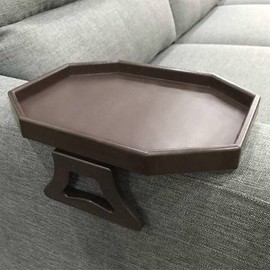 Xchouxer Xchouxer Sofa Arm Clip Table, Armrest Tray Table, Drinks/Remote Control/Snacks Holder, 9 in x 12.3 in x 4.5 in  (Cherry Brown)