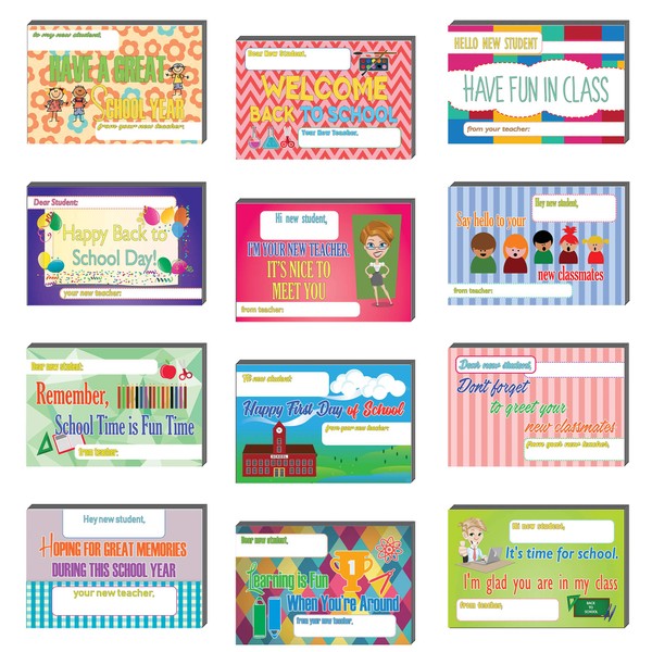 Creanoso Appreciate School Day Positive Postcards (60-Pack) – Unique Inspirational Note Card Bulks Assorted Pack – Cool Giveaways for Teachers to Students – Back to School Days Greeting Cards