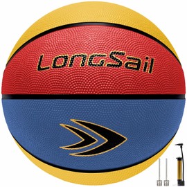 Longsail Kids Size 3 Basketball, 22.5" Basketballs Premium Rubber, Basketball with Pump for Indoor Outdoor, Beach and Pool Water Basketball