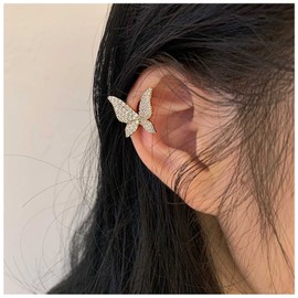 Cimenexe Bohemian Crystal Butterfly Cuff Earring Gold Butterfly Cartilage Earring Cz Butterfly Ear Cuff Earring Rhinestone Butterfly Cartilage Cuff Earring Jewelry for Women and Girls Gifts(right)