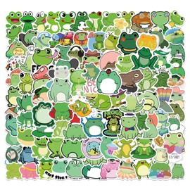 Frog Sticker Pack of 100 VSCO Aesthetic Stickers Cute Frog Laptop Sticker Cartoon Frog Waterproof Decorative Stickers for Computer, Luggage, Guitar, Fridge