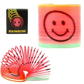 2x Smiley Face Mini Rainbow Springs 3.5cm | Stress Relief Fidget Toys for Kids | Birthday Presents for Children, Party Favour Stretchy Toys for Kids 3+ Years