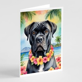 Caroline's Treasures Cane Corso Luau Greeting Cards Pack of 8 Blank Cards with Envelopes Whimsical A7 Size 5x7 Blank Note Cards