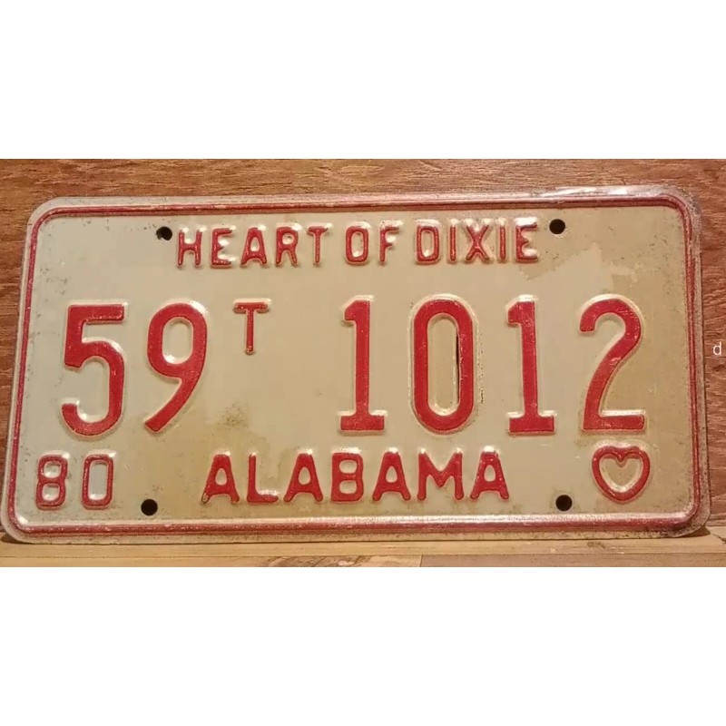 Vintage 1980 ALABAMA License Plate Antique Car Tag