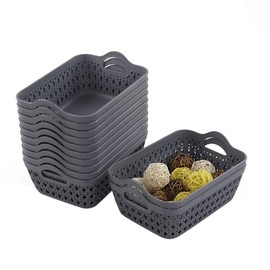 Yarebest Desktop Basket, Plastic Small Storage Trays Baskets Set of 12 Grey